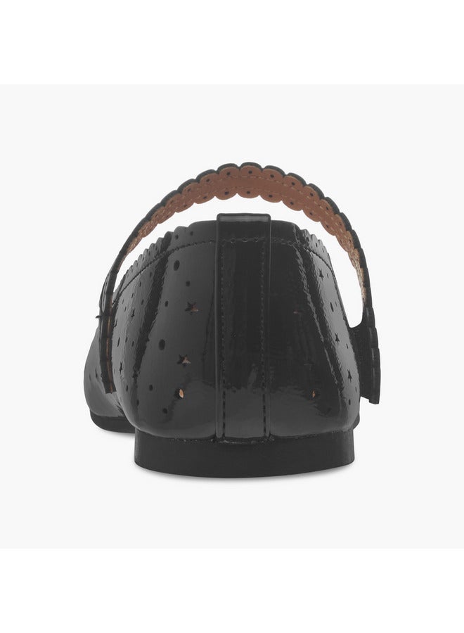 جونيورز حذاء باليرينا بناتي بتفاصيل مقصوصة وإغلاق بشريط لاصق - Image 5