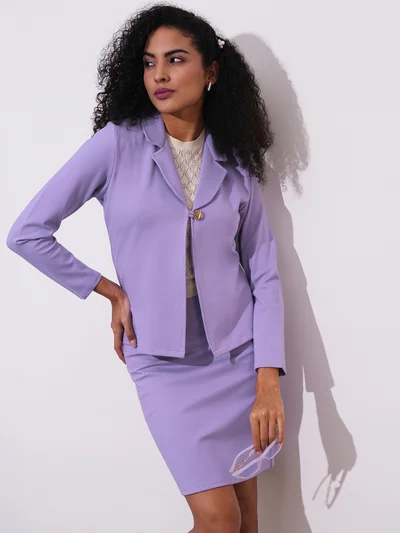 globus Globus Women Notch Lapel Long Sleeves Stretchable Straight Hem Open Front Workwear Blazer Jacket