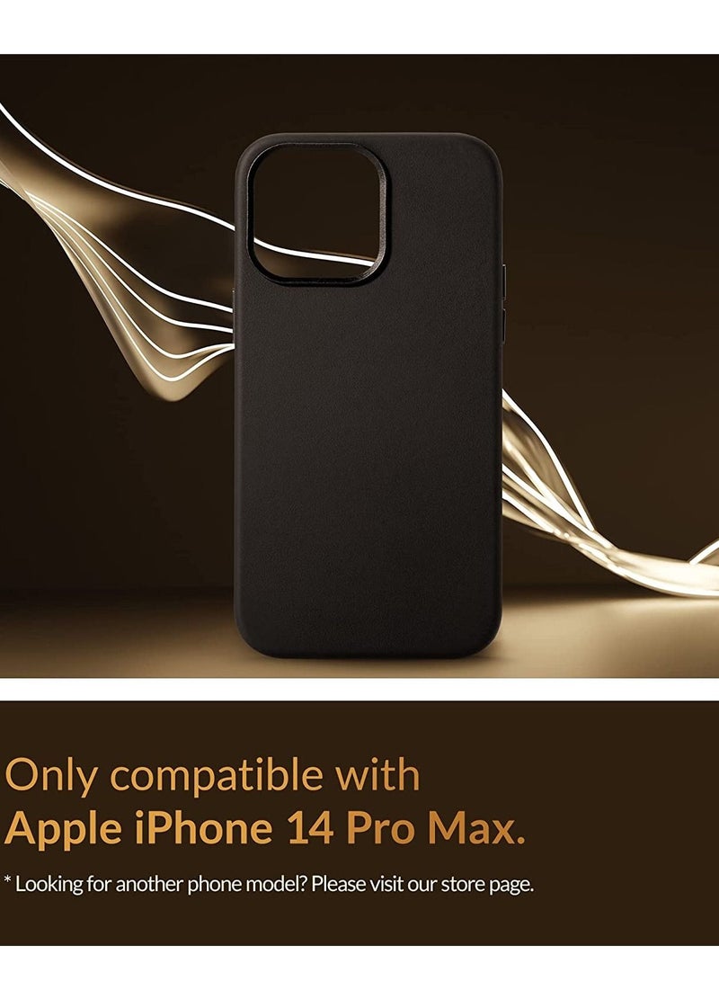 (for iPhone 14 Pro Max) - European Nappa Leather Case - Smoothen and Soften Over Time - Compatible with Magsafe - Black  - Image 3