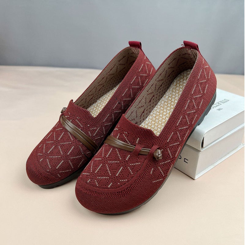 Old Beijing Cloth Shoes Women'S Lightweight Slip-On Fly-Woven Flats Women'S Middle-Aged And Elderly Moms Shoes - Image 1