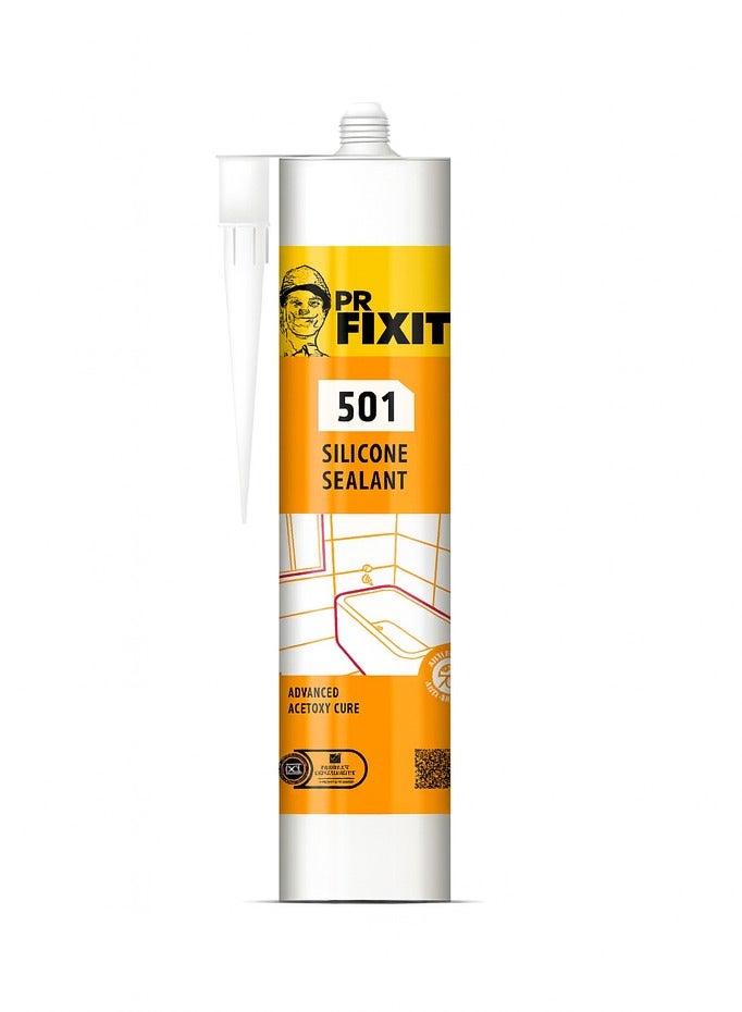 Dr. Fixit سيليكون سيلاينت أبيض 501-280جم | مثالي لختم الزجاج والنوافذ والتركيبات الصحية والحمامات والعزل الكهربائي - Image 1
