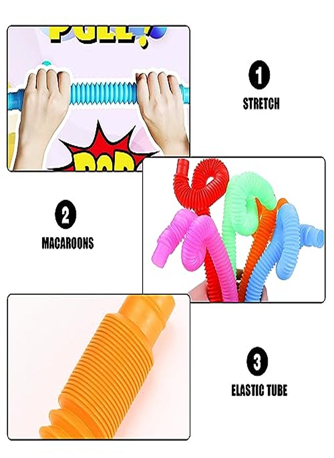 Generic RobLuX Pack of 24 Pop Tubes Colourful Sensory Toy Tubes Stretch Tube Sensory Toy for Children Adults Stress and Anxiety Relief Children's Birthday Party  - Image 1