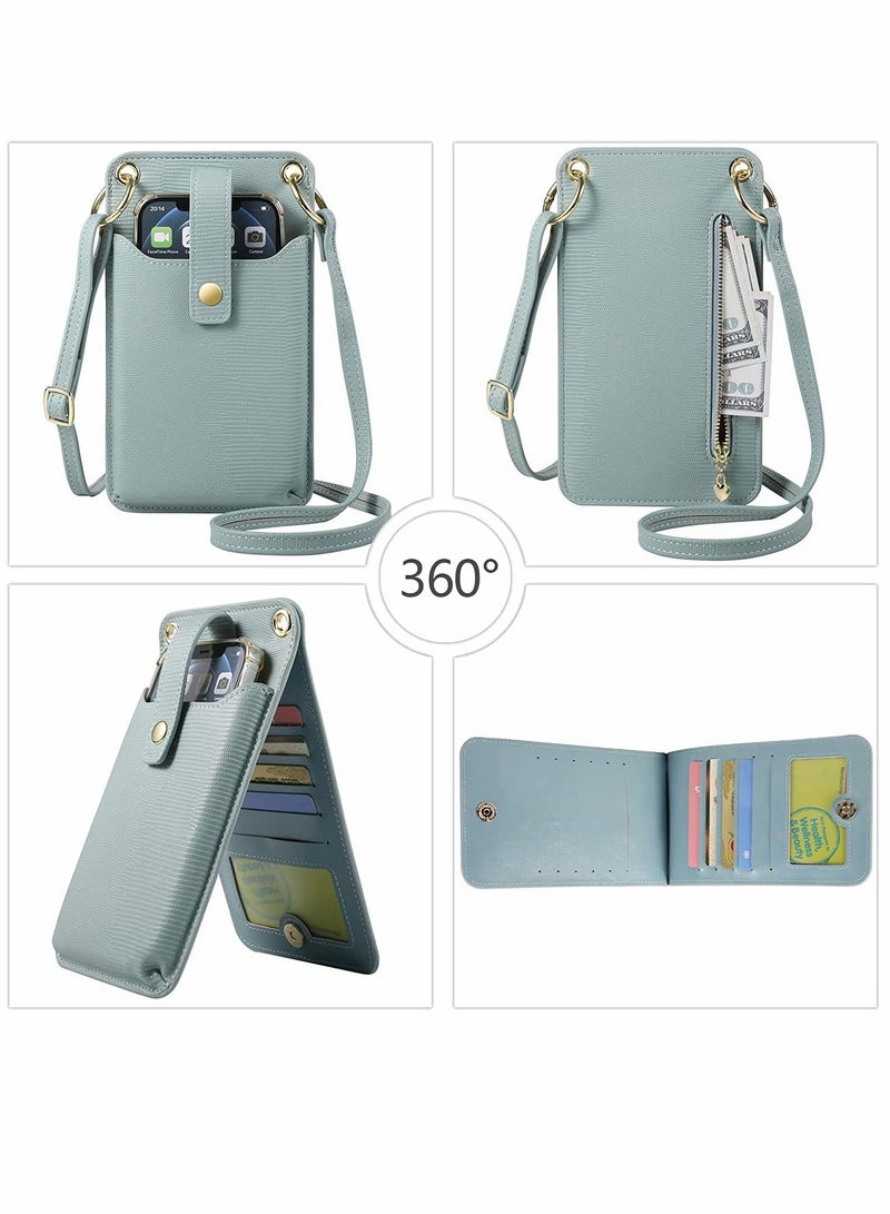 SYOSI Cell Phone Purse Wallet Small Crossbody Bags Mini Shoulder Bag with Card Slot for iPhone 13 Pro Max/for Galaxy S22 Ultra Note 20 S22 S21 FE A03s A12 Nacho A32 A42 A51 A52 (Blue) - Image 3