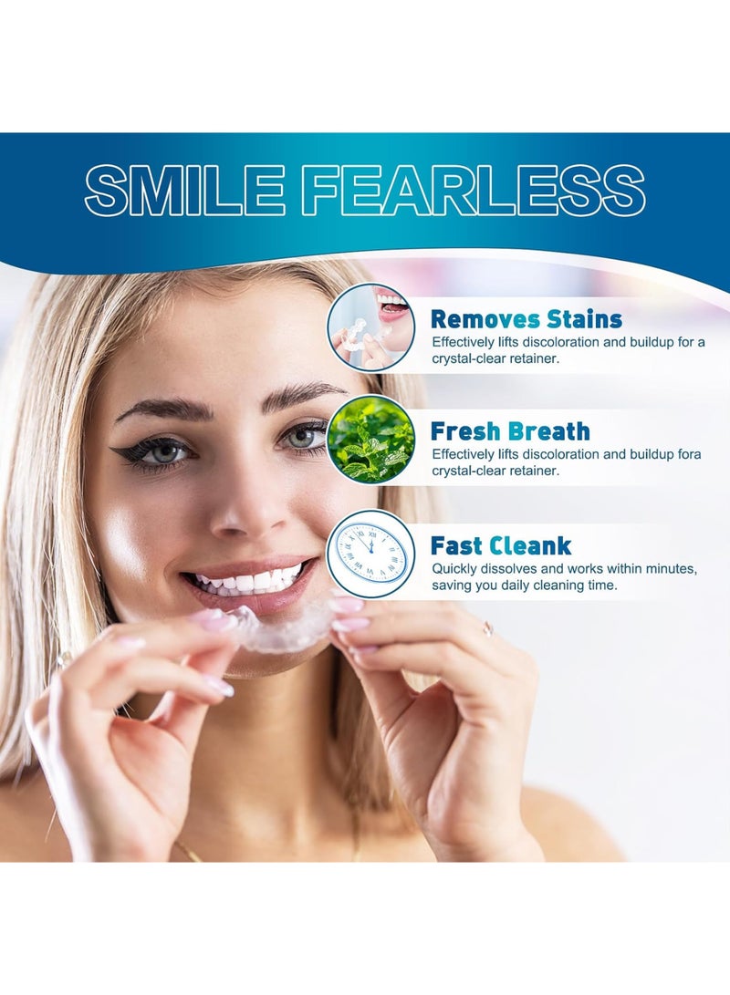 LuckSa Retainer Cleaner Tablets, Denture Cleaner Effervescent Tablets - 40 Count, Remove Stains & Odors for Clear Aligners, Night Guards, Mouthguards, Non-Abrasive - Image 5