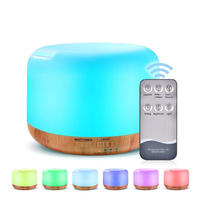 300ML Essential Oil Diffuser Remote Control Ultrasonic Aromatherapy Oil Diffusers Cool Mist Humidifier Waterless AutoOff and 7 LED Light Colors for Bedroom Yoga SPA Baby