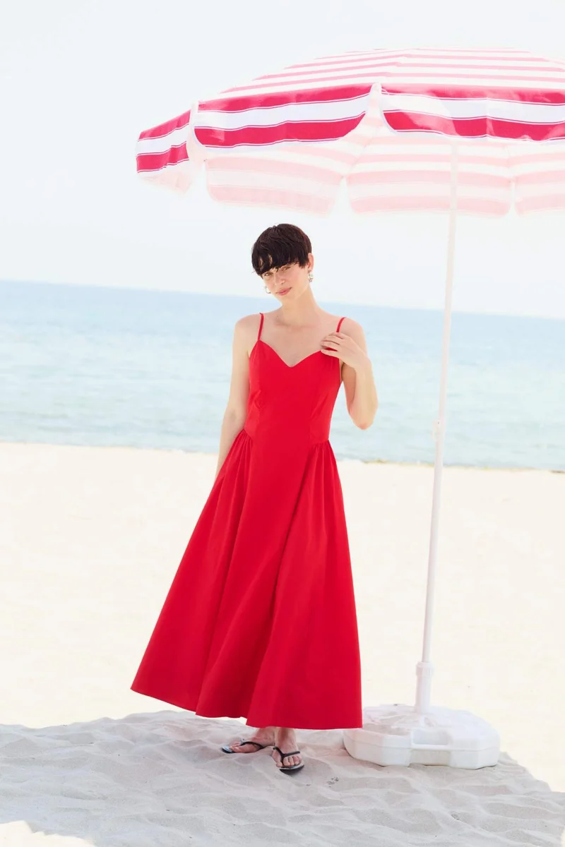 ديفاكتو V-Neck Poplin Strappy Midi Dress