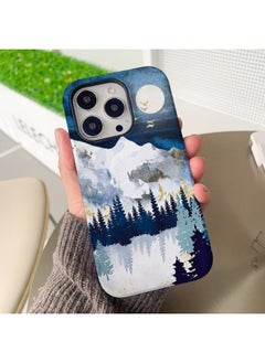 Explosions Film 2 In 1 Coated Shell For Iphone 13/13Promax Sealing Bag Button 11Promax-Color:Snow Mountain Moon-Applicable Model:For Iphone 14Promax (frosted)