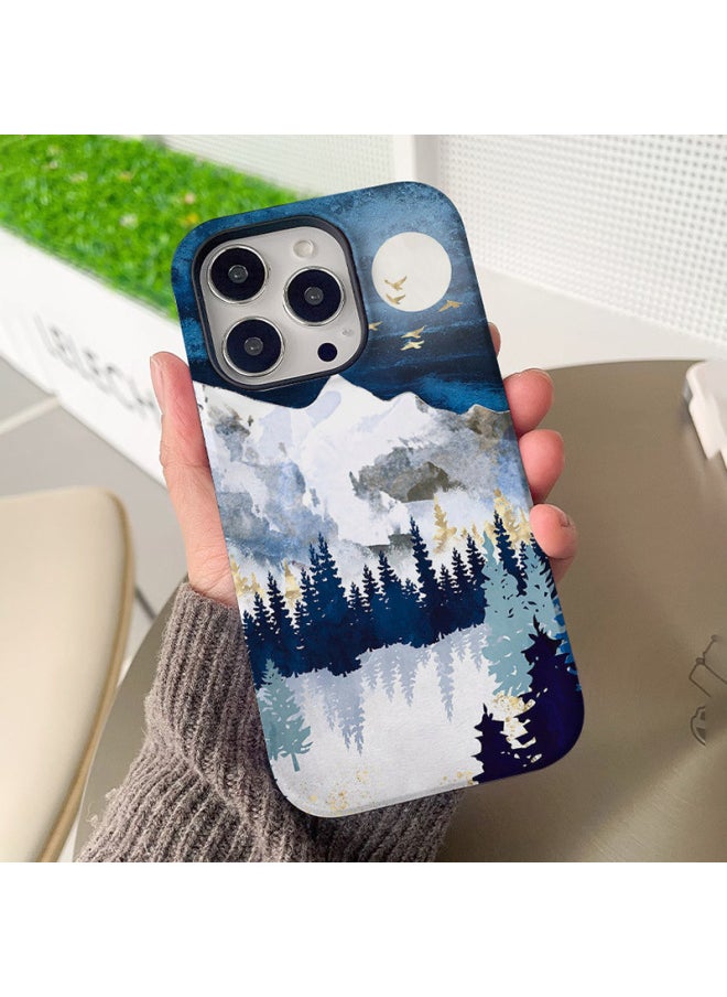 Generic - Explosions Film 2 In 1 Coated Shell For Iphone 13/13Promax Sealing Bag Button 11Promax-Color:Snow Mountain Moon-Applicable Model:For Iphone 14Promax (frosted) - Image 1