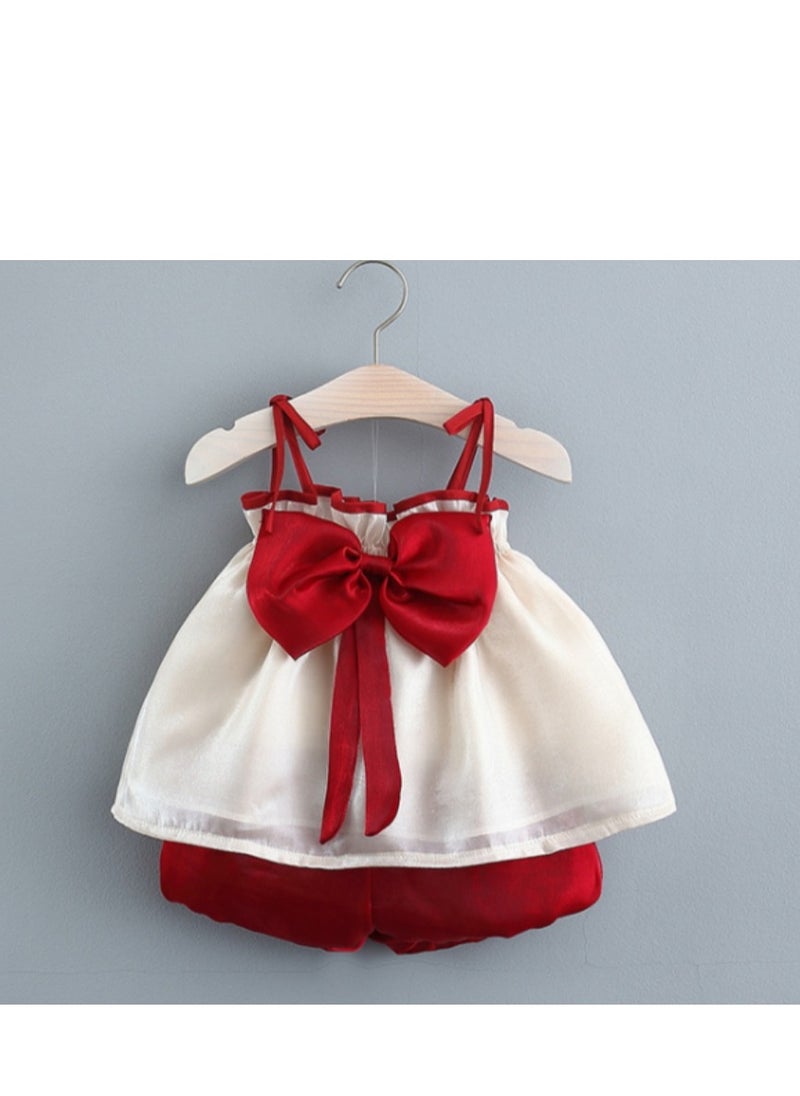 KUYING - New Children Two-Piece Set Of Twilight Cloud Gauze Suspender Skirt Shorts - Image 1