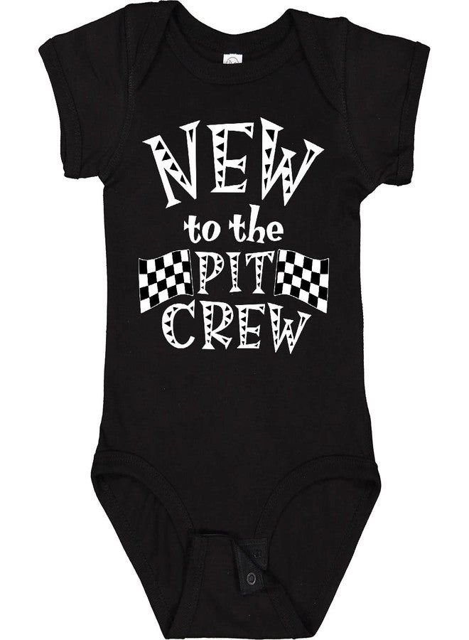 inktastic New To the Pit Crew Racing Flags Baby Bodysuit Newborn 0040 Black 3b887 - Image 1