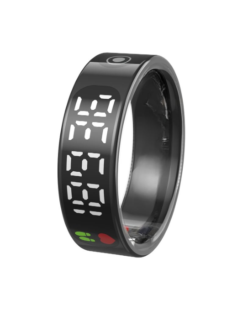 SR09 Fitness Ring, Gesture Control Ultra Thin Smart Ring With Sleep Monitor, IP68 Waterproof Activity Tracker With Digital Display, Smart Health Monitoring Ring For Women And Men, (Black) - Image 1
