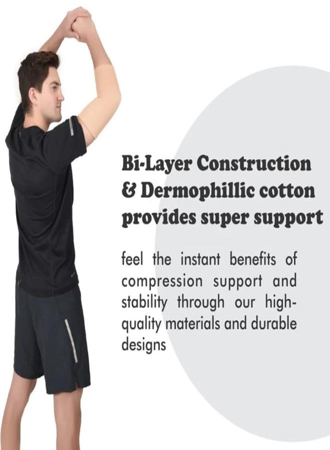 Compression Elbow Sleeve for Men & Women | Breathable Fabric Elbow Support | Anti-Slip Compression Sleeve for Sports, Gym, Tennis & Daily Use | Beige - Image 4