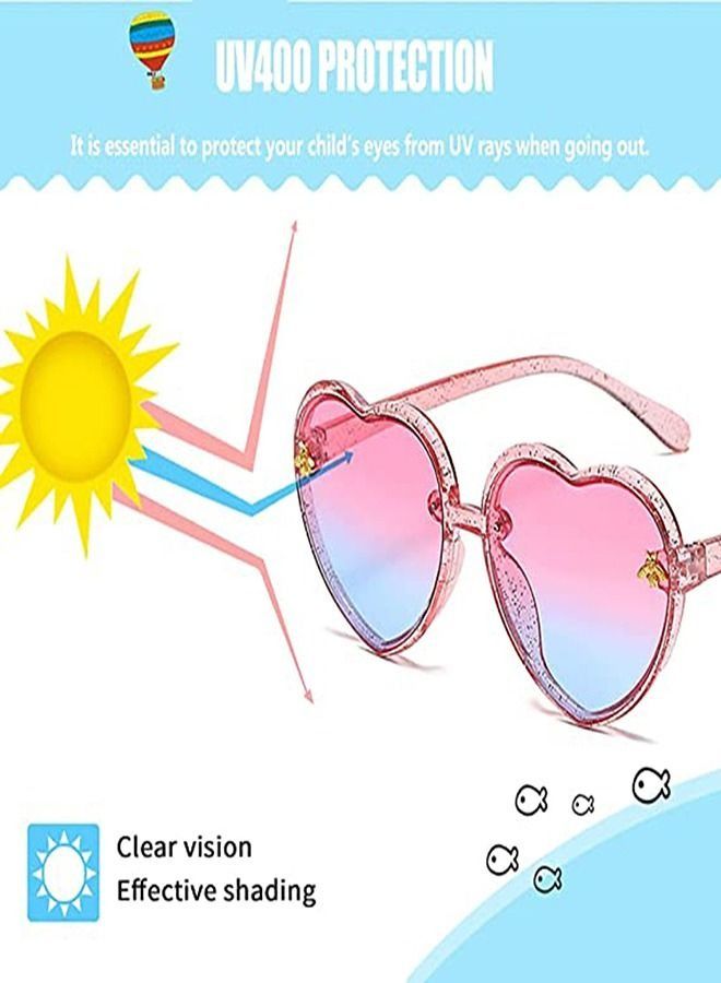Heart-shaped Sunglasses for Kids Stylish Cute Bee Frame for Toddler Girls Boys Age 2-10 UV400 Protection, Children's Sunglasses Light Color Gradient Lens Jelly Frame Sunglasses - Image 3