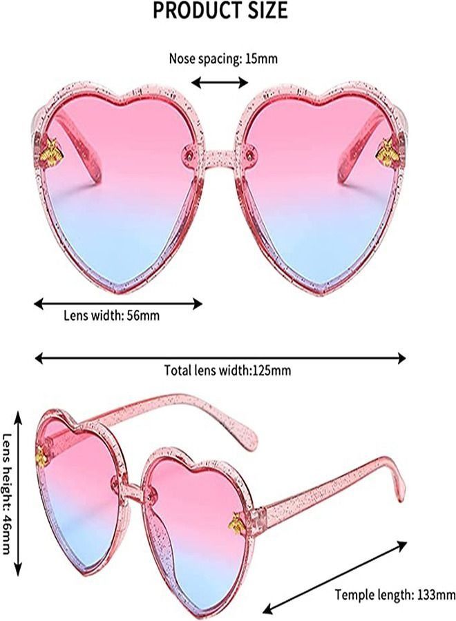 Heart-shaped Sunglasses for Kids Stylish Cute Bee Frame for Toddler Girls Boys Age 2-10 UV400 Protection, Children's Sunglasses Light Color Gradient Lens Jelly Frame Sunglasses - Image 4