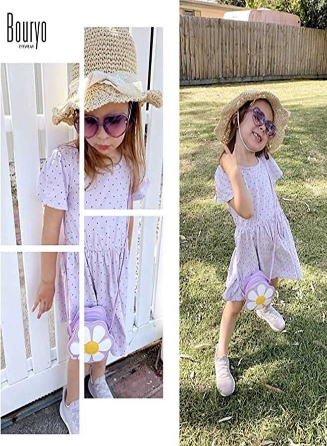 Heart-shaped Sunglasses for Kids Stylish Cute Bee Frame for Toddler Girls Boys Age 2-10 UV400 Protection, Children's Sunglasses Light Color Gradient Lens Jelly Frame Sunglasses - Image 5