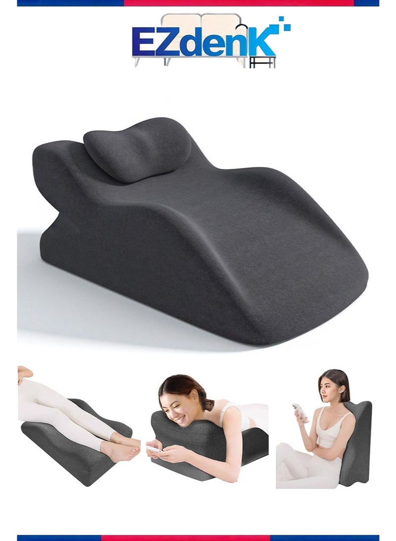 إزدنك وسادة ظهر إسفينية للسرير، وسادة راحة لوضع الساق، وسائد للسرير للجلوس للبالغين، وسادة إسفنجية ذكية لدعم الظهر، وسادة للقراءة للأسرة والأرائك للنوم وتخفيف آلام الظهر والساق وحموضة المعدة ومضادة للشخير - Image 1