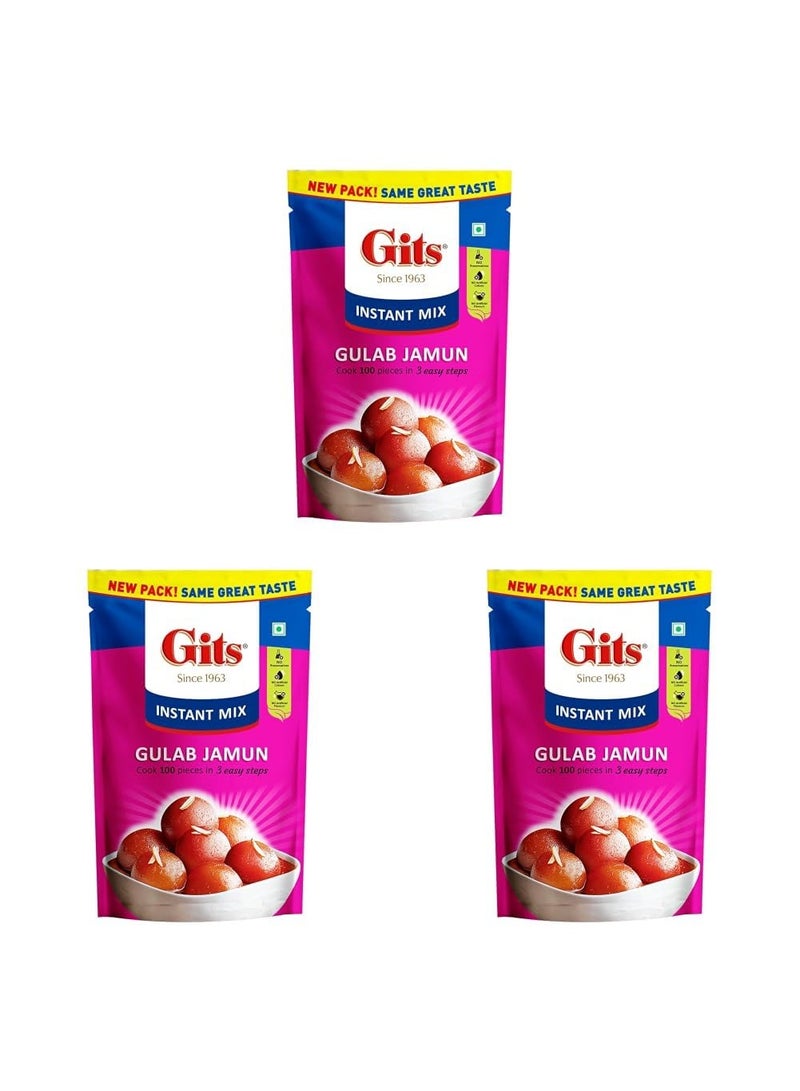 Gits Instant Gulab Jamun Dessert Mix, Makes 100 per Pack, Pure Veg, Delicious Indian Dessert and Mithai, 500g (Pack of 3) - Image 1