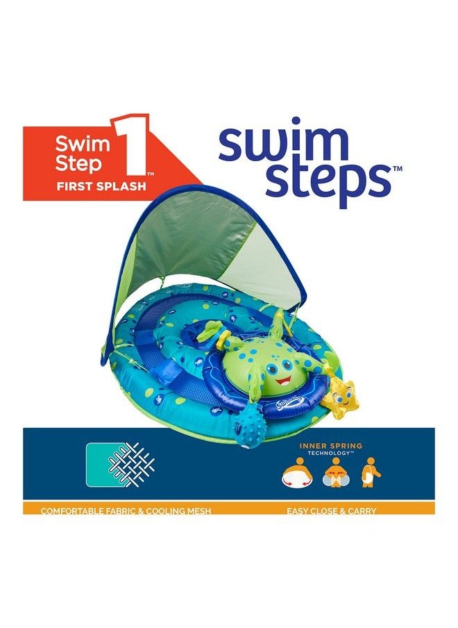 SwimWays Baby Spring Float Activity Center With Adjustable Canopy And Upf Sun Protection Green Octopus  - Image 3