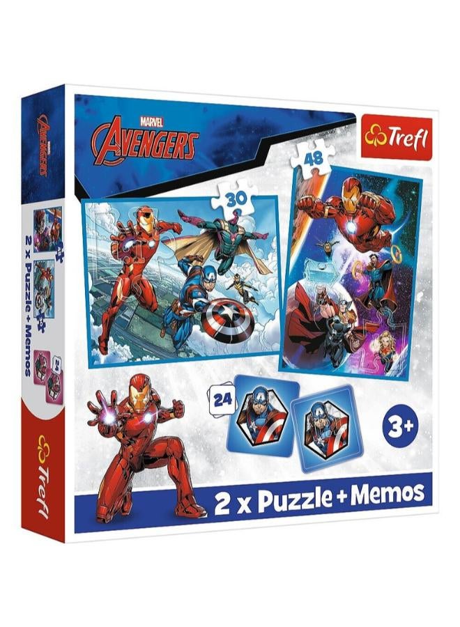 Trefl Puzzles - "2in1 + memos" - Heroes in the action / Disney Marvel The Avengers