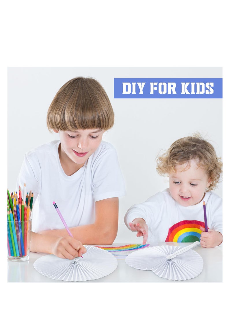 SYOSI مراوح ورقية بيضاء قابلة للطي، مراوح دائرية قابلة للطي لحفلات الزفاف، مراوح أكورديون بيضاء قابلة للطي بكميات كبيرة، تشمل مراوح دائرية على شكل قلب مع مقبض لهدايا حفلات الزفاف - 30 قطعة - Image 5