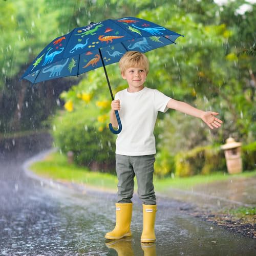 alldomess Kids Umbrella for Rain,Easy Open Windproof Compact Umbrella for Toddler Girls Boys,Durable & Portable, Ideal for Outdoor School Travel,Cartoon Dinosaur - Image 2