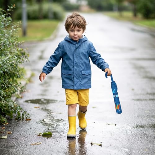 alldomess Kids Umbrella for Rain,Easy Open Windproof Compact Umbrella for Toddler Girls Boys,Durable & Portable, Ideal for Outdoor School Travel,Cartoon Dinosaur - Image 5
