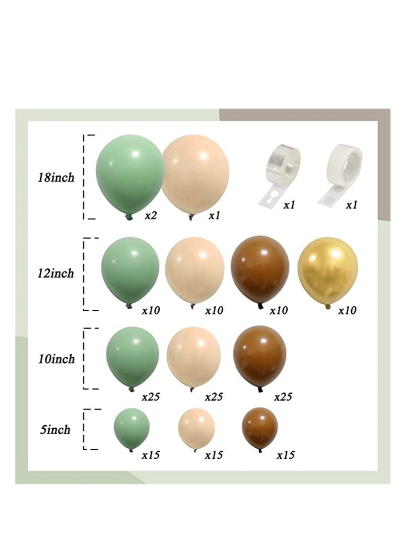بايبي أخضر أسمر بالون إكليل مجموعة 165 قطعة بالون قوس مع سيج أخضر أسمر غامق بيج ذهبي مات بالون , لأنّ طفلة وابل سفاري عيد ميلاد زخرفة - Image 3
