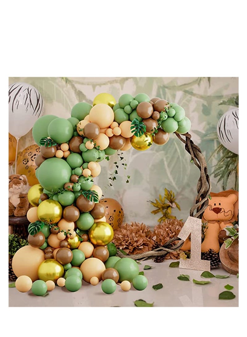 بايبي أخضر أسمر بالون إكليل مجموعة 165 قطعة بالون قوس مع سيج أخضر أسمر غامق بيج ذهبي مات بالون , لأنّ طفلة وابل سفاري عيد ميلاد زخرفة - Image 2