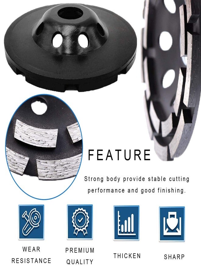 JONMON Double Row Diamond Cup - 5 Inch Surface Grinding Wheel, 125MM Heavy Duty Turbo Row Segment Grinder Disc Tool for Angle Grinder Polishing Concrete Masonry Granite Cleaning - Image 5