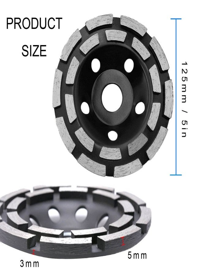 JONMON Double Row Diamond Cup - 5 Inch Surface Grinding Wheel, 125MM Heavy Duty Turbo Row Segment Grinder Disc Tool for Angle Grinder Polishing Concrete Masonry Granite Cleaning - Image 2