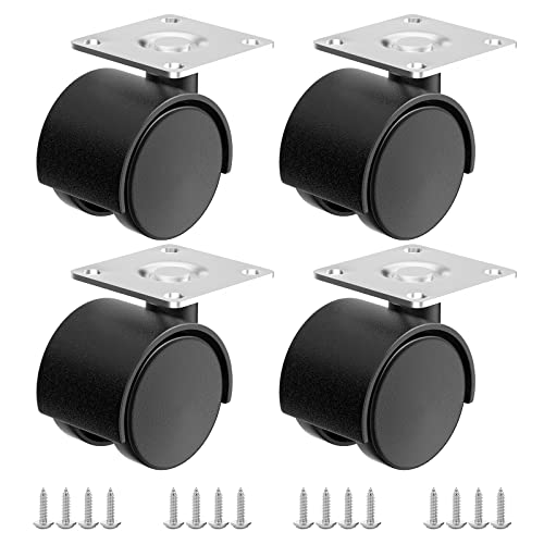 ANDUTEES 1.5 Inch Furniture Caster Wheels, Plastic Casters Set of 4, Plate Swivel Nylon Small Casters for Carts, Furniture, Baby Bed, Kitchen, Cabinet, Table (with Stainless Steel Screws) - Image 1