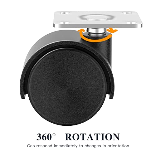 ANDUTEES 1.5 Inch Furniture Caster Wheels, Plastic Casters Set of 4, Plate Swivel Nylon Small Casters for Carts, Furniture, Baby Bed, Kitchen, Cabinet, Table (with Stainless Steel Screws) - Image 3