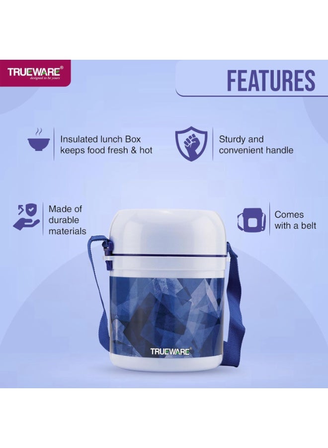 Trueware Office 3 Lunch Box with 3 Stainless Steel Container,300ml X 3 Dark Blue | PU Insulated | Tiffin | Hot Lunch Box | Leak Proof | Easy to Carry - Image 4