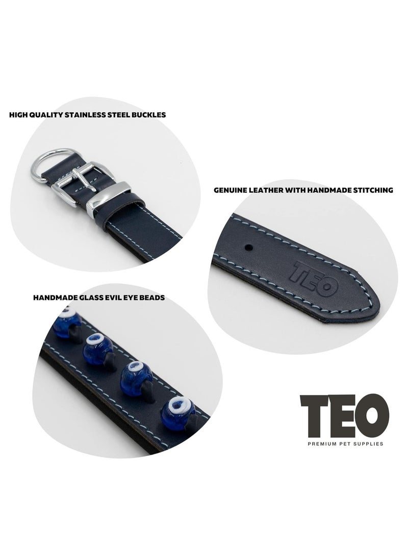 Teo Premium Pet Supplies XL+ Leather Dog Neck Collar Adjustable Durable Pet Collars for Dogs With Breathable Heavy Duty Rust-Proof Dog Accessories Metal Buckle Navy Blue - Image 3