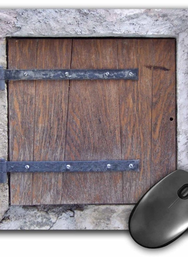 3dRose LLC 8 x 8 x 0.25 Inches Mouse Pad, Wooden Medieval Style Trap Door Photo Print, Offbeat Humor, Unusual Bizarre Humorous Fun (mp_157619_1) - Image 1