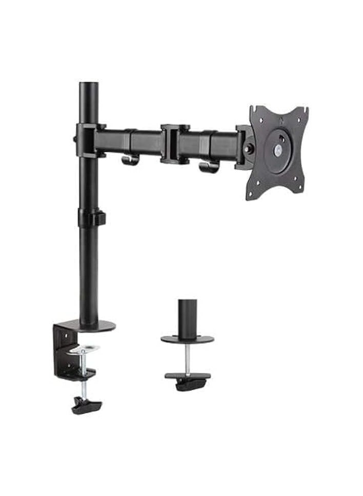 PROMASS Full Motion Single VESA Computer Monitor Desk Mount Stand with Articulating Double Center Arm Joint | for 13" to 34" Screens |Arm Fully Motion with Bracket Base Adjustable Swivel LCD LED - Image 1