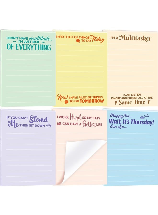 Fancy Land Funny Notepads with Sayings Lined Note Pad with Sarcastic Quotes for Coworkers Office Supplies Women Men 6 Pack - Image 1