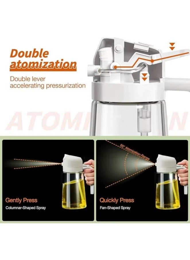Oil Sprayer for Cooking, 2 in 1 Olive Oil Dispenser Bottle for Kitchen, 16oz/470ml Premium Glass Oil Bottle, Food-grade Oil Mister for Air Fryer, Salad, Frying, BBQ (Creamy White) - Image 2