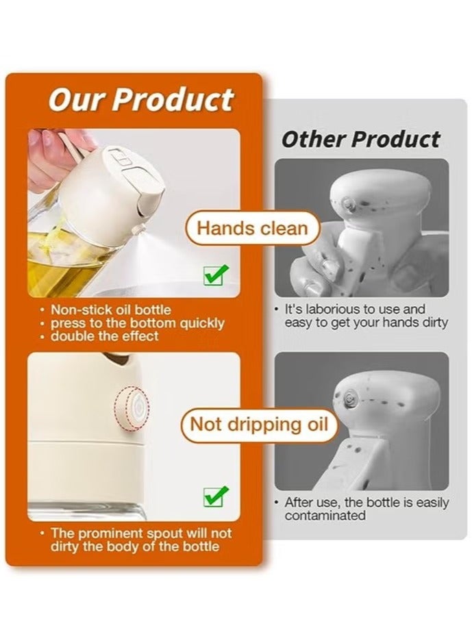 Oil Sprayer for Cooking, 2 in 1 Olive Oil Dispenser Bottle for Kitchen, 16oz/470ml Premium Glass Oil Bottle, Food-grade Oil Mister for Air Fryer, Salad, Frying, BBQ (Creamy White) - Image 3