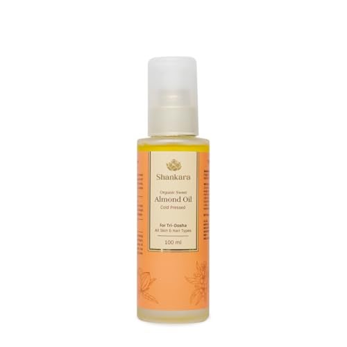 Shankara Organic Sweet Almond Oil, Cold-Pressed, Chemical-Free, Vitamin-Rich Moisturizer for Skin and Hair, Natural Almond Oil for Men and Women, 100ml - Image 1