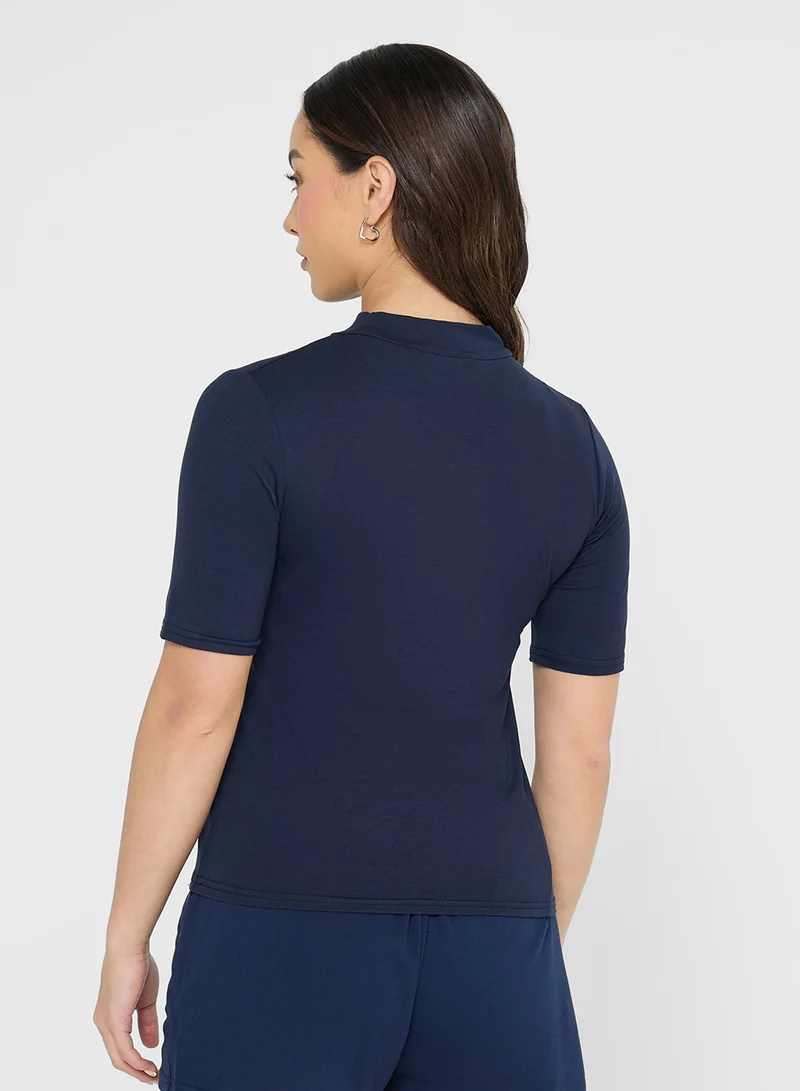جينجر بيسيكس Cotton High Neck T-shirt
