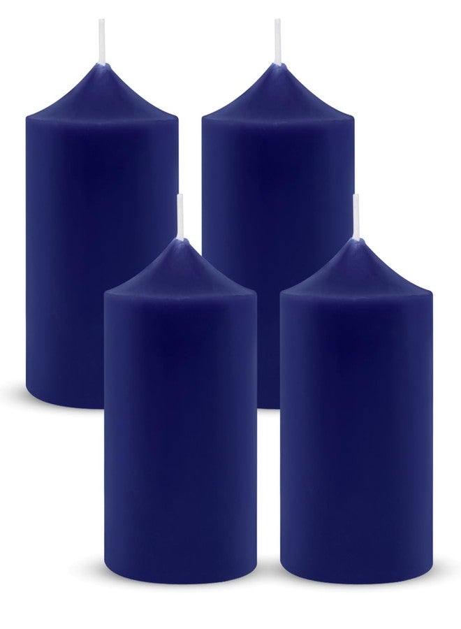 Yusevot Set of 4 2x3 Inch Navy Blue Pillar Candles, Dripless Unscented Colored Cylinder Candles for Home Dinner Party Decoration - 24 Hours Burn Time - Image 1