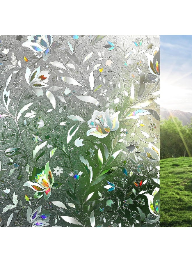 rabbitgoo 3D Non Glue Decorative Window Film Tulip Pattern Self Adhesive Privacy Window Film for House Decoration 90X200cm - Image 1