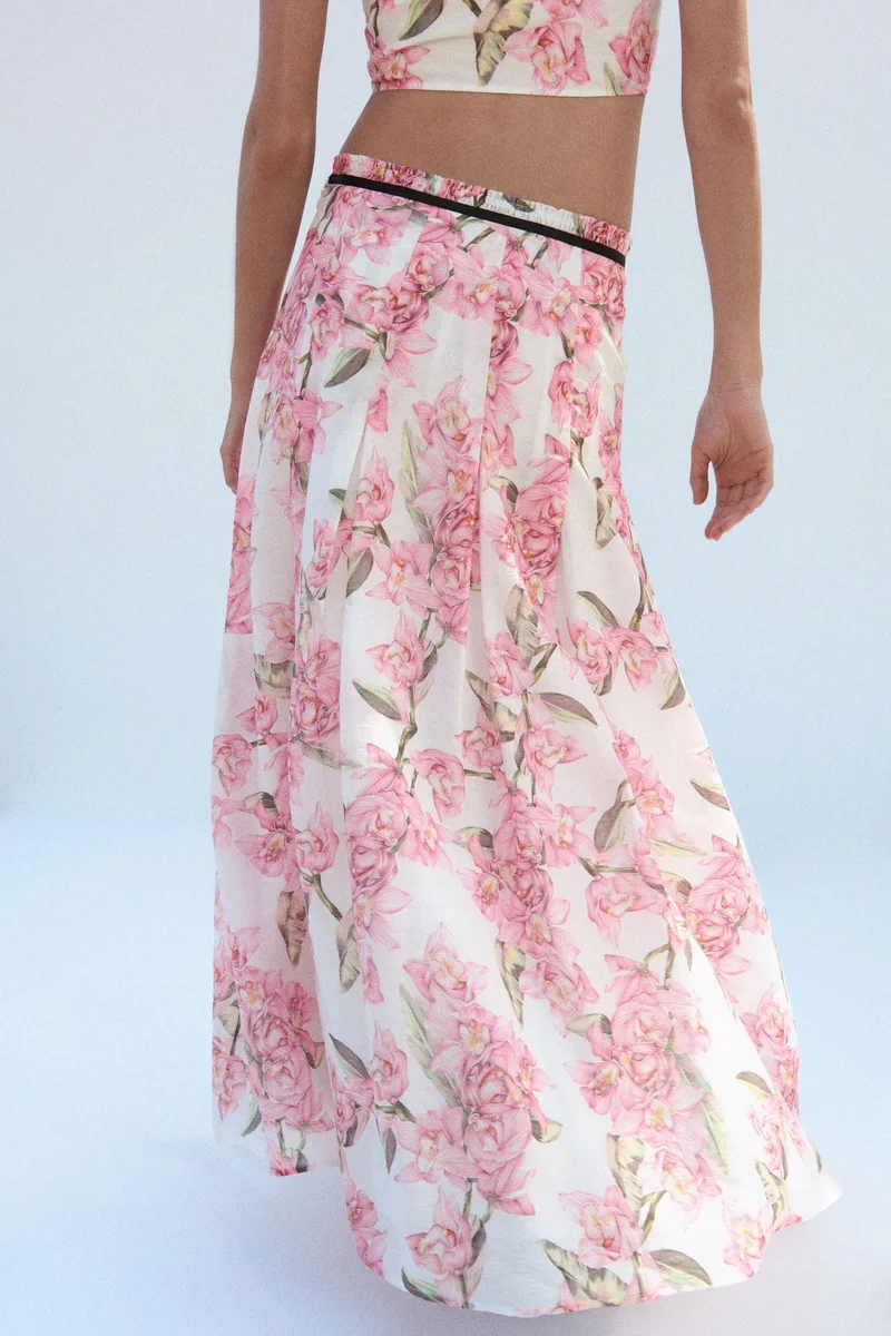 H&M Linen-blend pleated skirt
