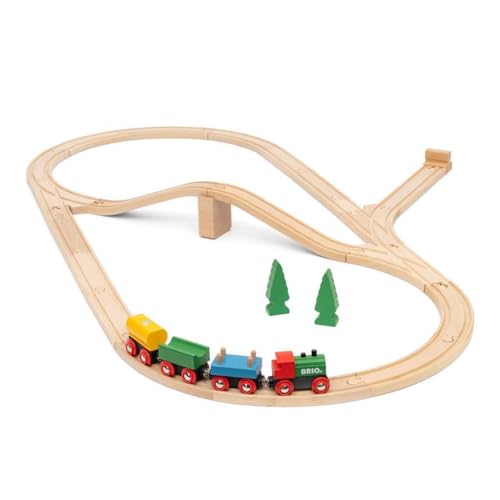BRIO Classic 65th Anniversary Wooden Train Set - 32-Piece FSC-Certified Wood Train Set - Includes Wooden Trains, Wagons, Bridge & Tracks - Compatible Classic - Kids Ages 2 & Up - Image 4