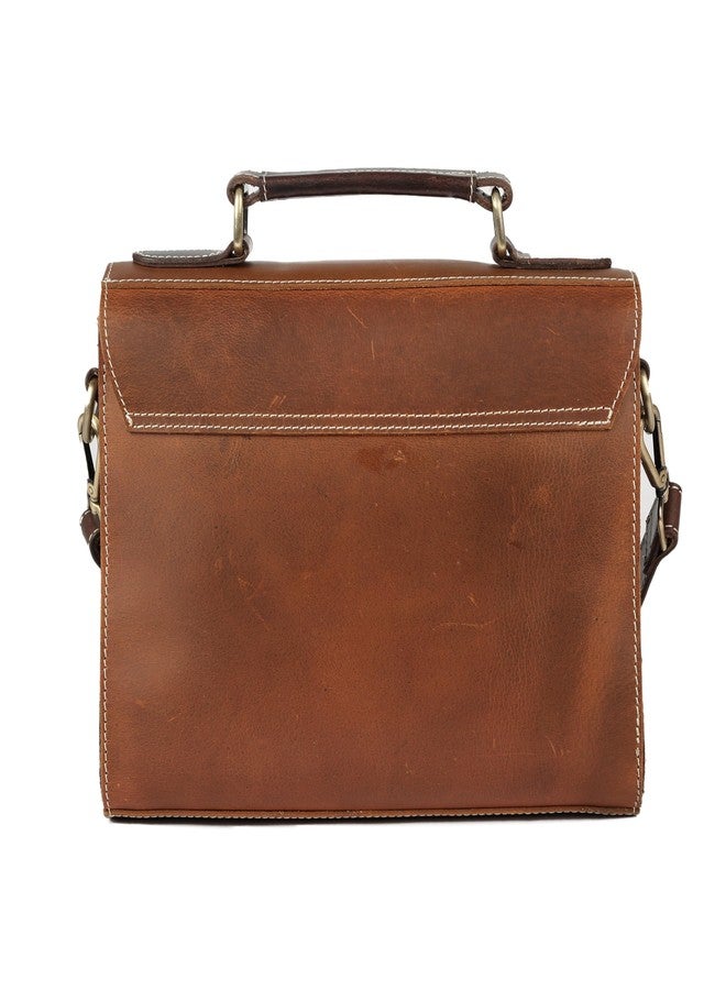 KomalC حقيبة كتف جلدية أصلية للرجال والنساء | حقيبة يد مصنوعة يدويًا بحجم 11 بوصة مع حزام قابل للتعديل وقفل دفع | حقيبة كتف أنيقة للاستخدام اليومي - Image 5