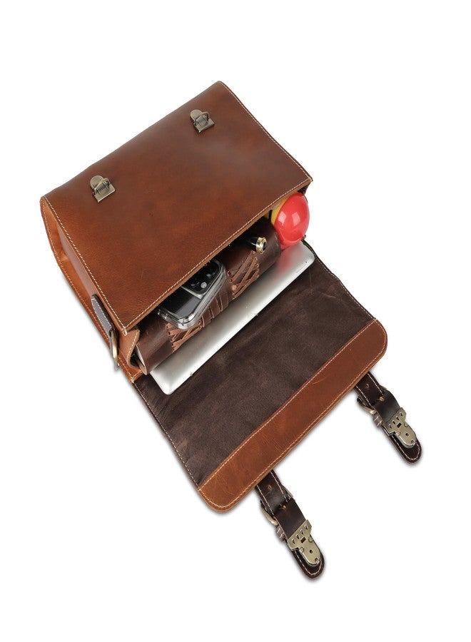 KomalC حقيبة كتف جلدية أصلية للرجال والنساء | حقيبة يد مصنوعة يدويًا بحجم 11 بوصة مع حزام قابل للتعديل وقفل دفع | حقيبة كتف أنيقة للاستخدام اليومي - Image 4