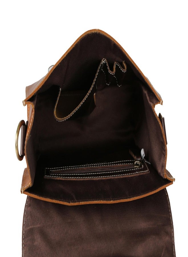 KomalC حقيبة كتف جلدية أصلية للرجال والنساء | حقيبة يد مصنوعة يدويًا بحجم 11 بوصة مع حزام قابل للتعديل وقفل دفع | حقيبة كتف أنيقة للاستخدام اليومي - Image 2