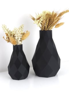 3D Brothers 2PCs Multifaceted geometric black plastic vase is suitable for a variety of settings, from contemporary to minimalist interiors.  - Image 1
