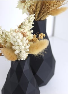 3D Brothers 2PCs Multifaceted geometric black plastic vase is suitable for a variety of settings, from contemporary to minimalist interiors.  - Image 2